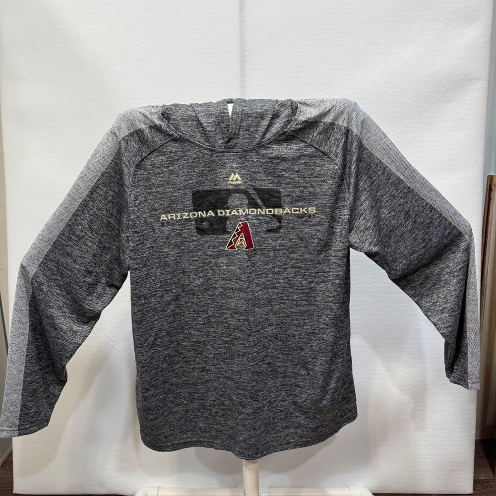 Majestic Arizona Diamondbacks MLB Hoodie L Gray Baseball Pullover Long Sleeve